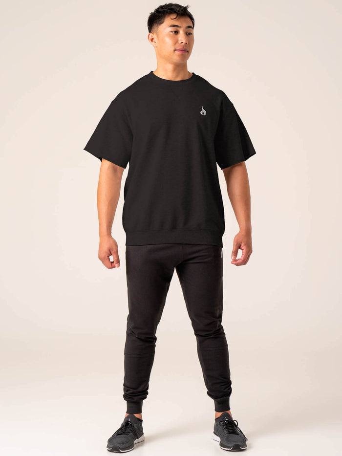 Emerge Fleece T-Shirt - Faded Black Clothing Ryderwear