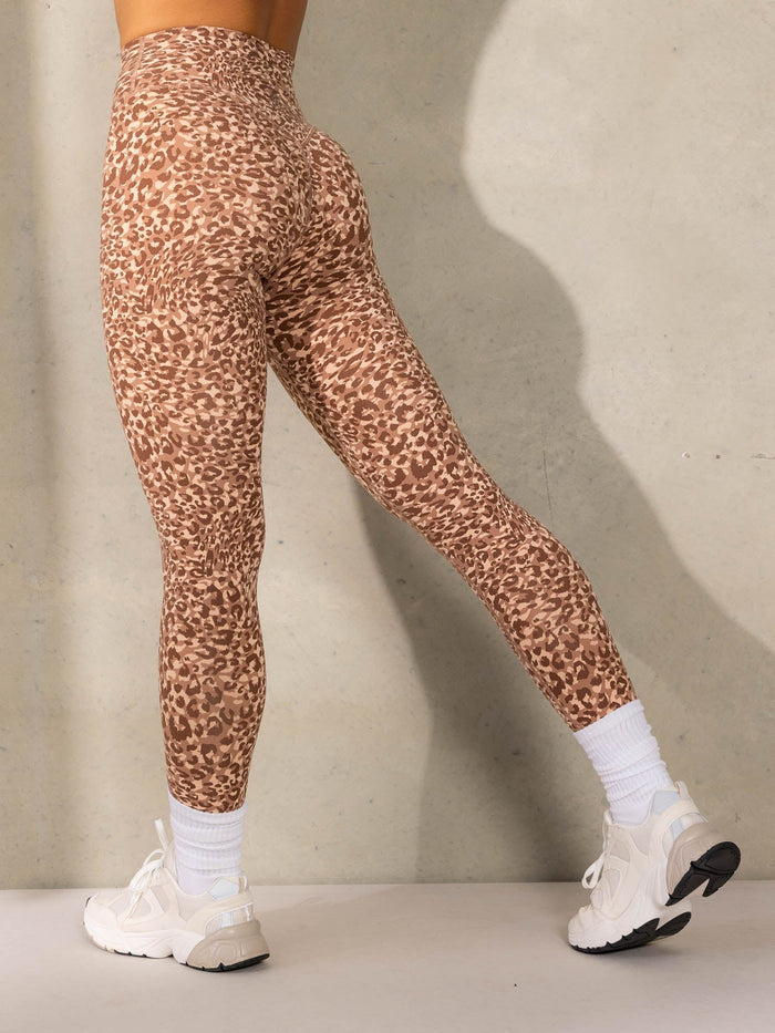 Empower High Waisted Leggings - Mocha Leopard Clothing Ryderwear