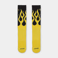 Everyday Plush Cushioned Crew Flames Mens Socks (Black/Tour Yellow/White)