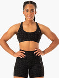 Evolution Sports Bra - Black Leopard Clothing Ryderwear