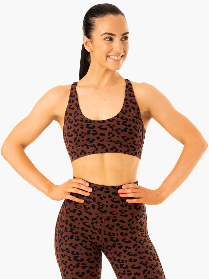 Evolution Sports Bra - Chocolate Leopard Clothing Ryderwear