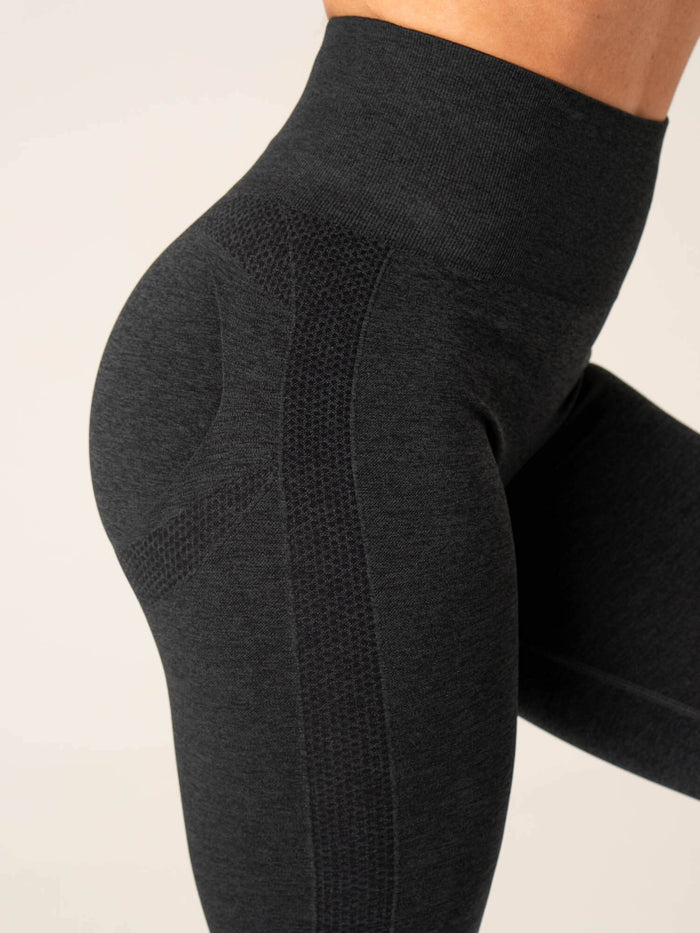 Evolve Scrunch Seamless Leggings - Black Marl Clothing Ryderwear