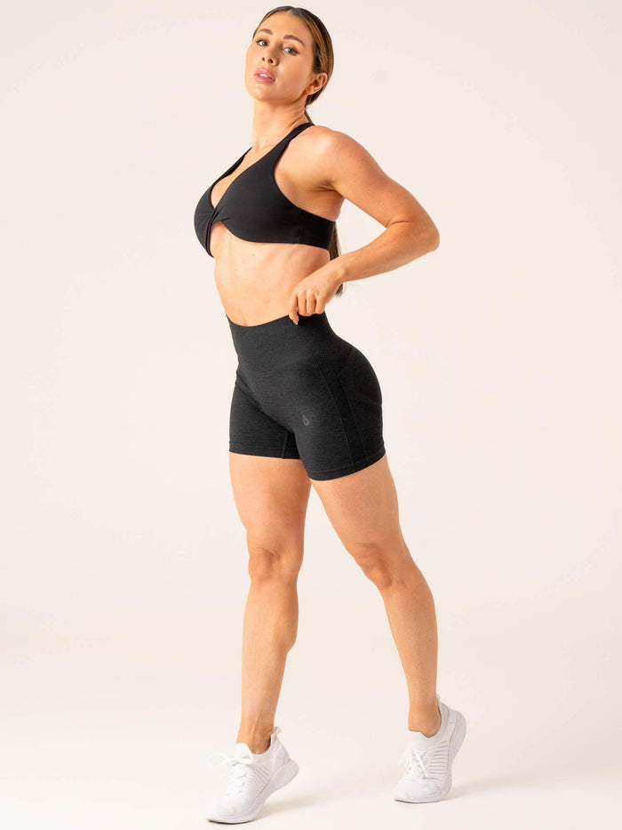 Evolve Scrunch Seamless Shorts - Black Marl Clothing Ryderwear