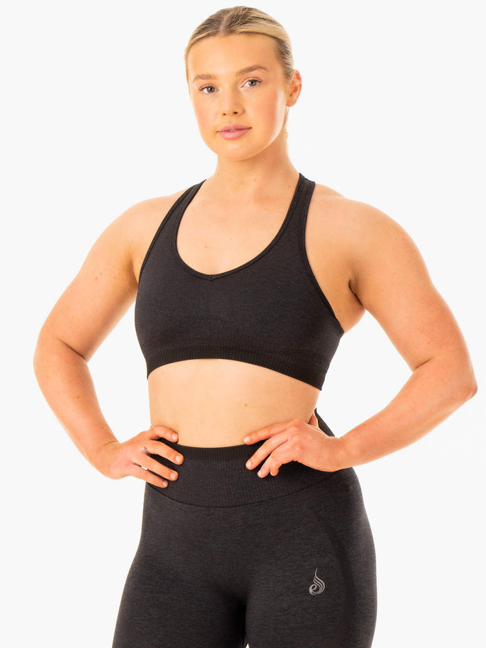 Excel Seamless Sports Bra - Black Marl Clothing Ryderwear
