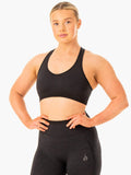 Excel Seamless Sports Bra - Black Marl Clothing Ryderwear