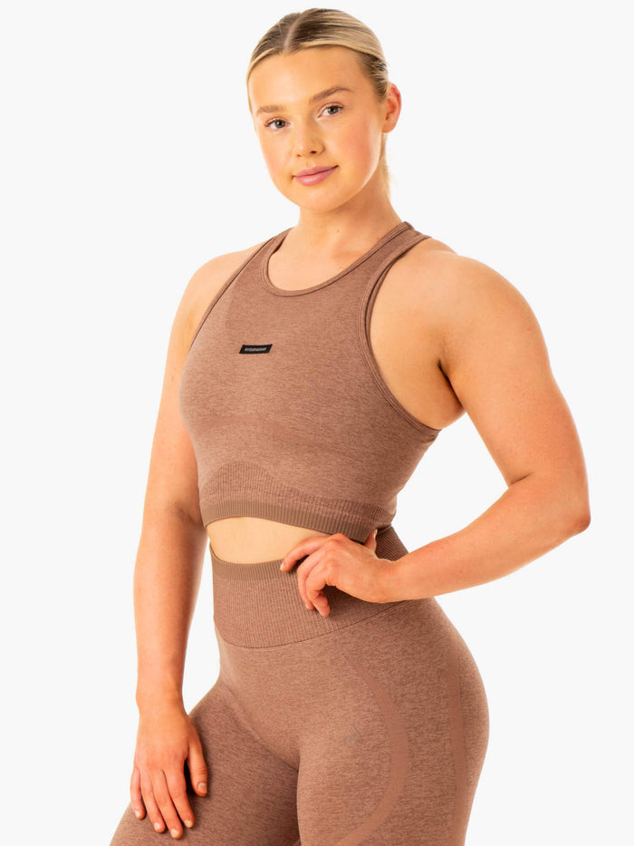 Excel Seamless Tank - Mocha Marl Clothing Ryderwear