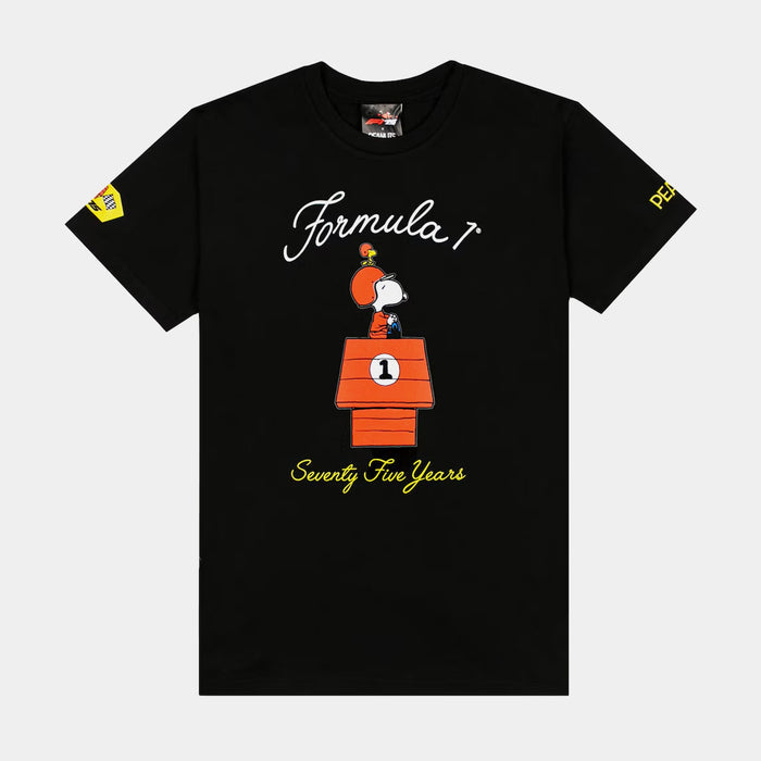 F1 x Snoopy Peanuts Dog House Mens Short Sleeve Shirt (Black/Red)