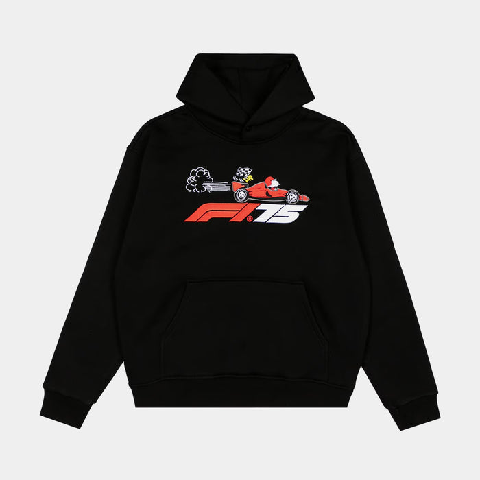 F1 x Snoopy Peanuts Pit Crew Pullover Mens Hoodie (Black/Red)