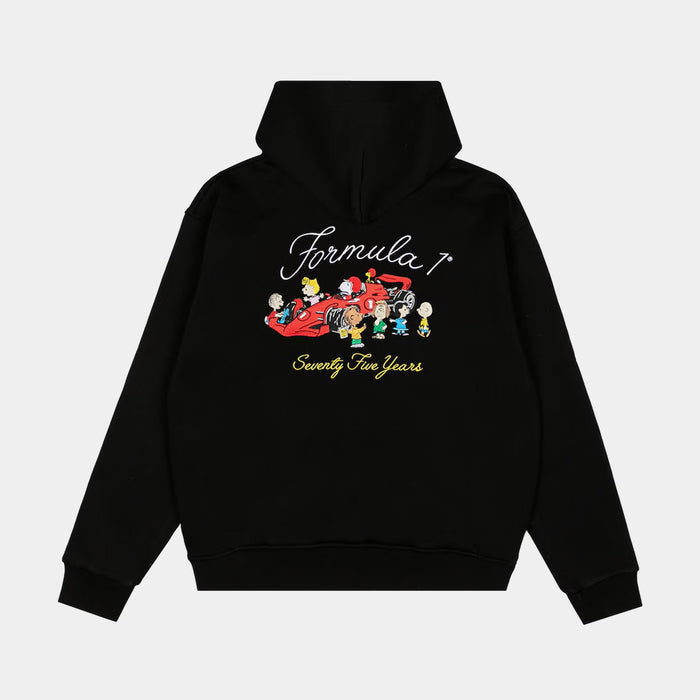F1 x Snoopy Peanuts Pit Crew Pullover Mens Hoodie (Black/Red)