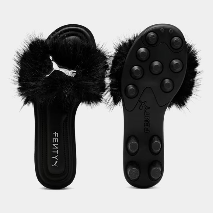 Fenty x Puma Chic Fur Slides Womens Lifestyle Sandals (Puma Black/Puma Silver)