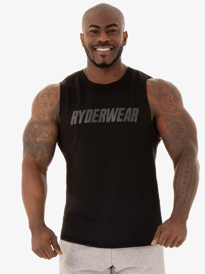 Flex Fleece Tank - Black Clothing Ryderwear