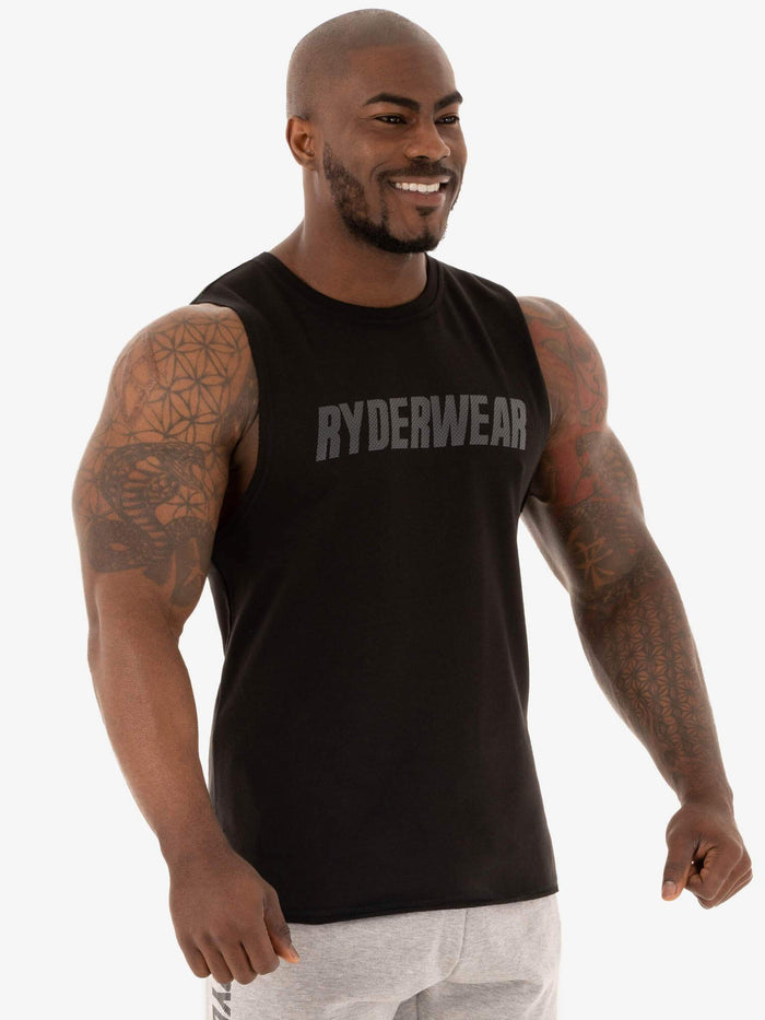 Flex Fleece Tank - Black Clothing Ryderwear