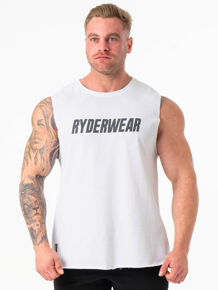 Flex Fleece Tank - White Clothing Ryderwear