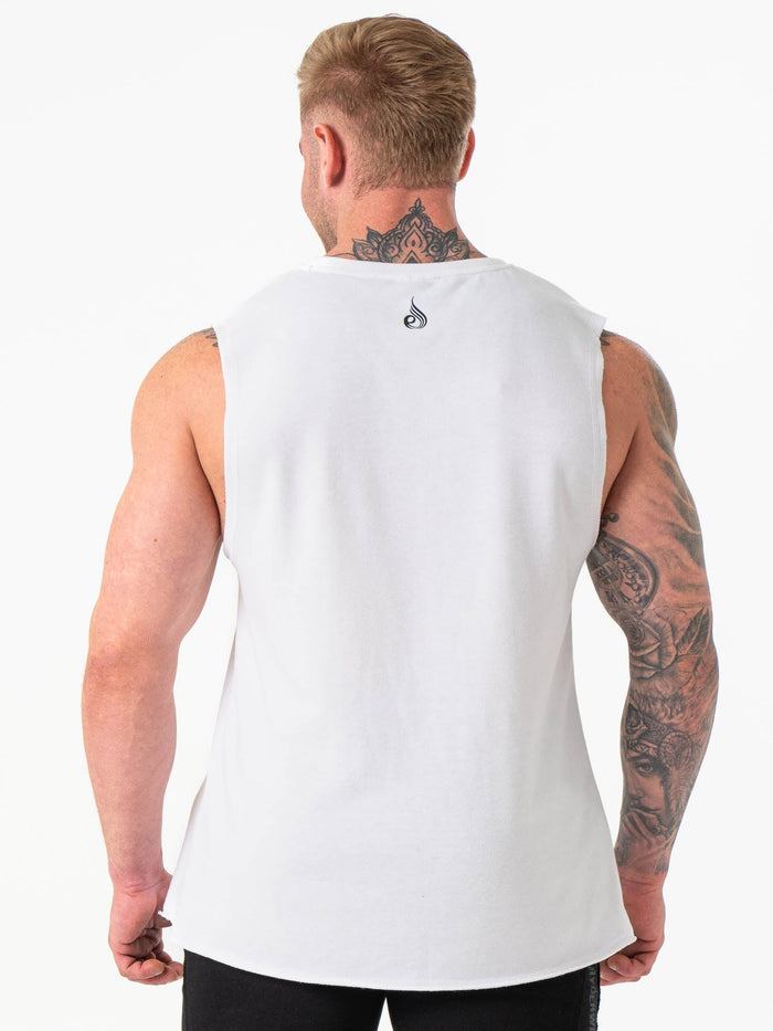 Flex Fleece Tank - White Clothing Ryderwear