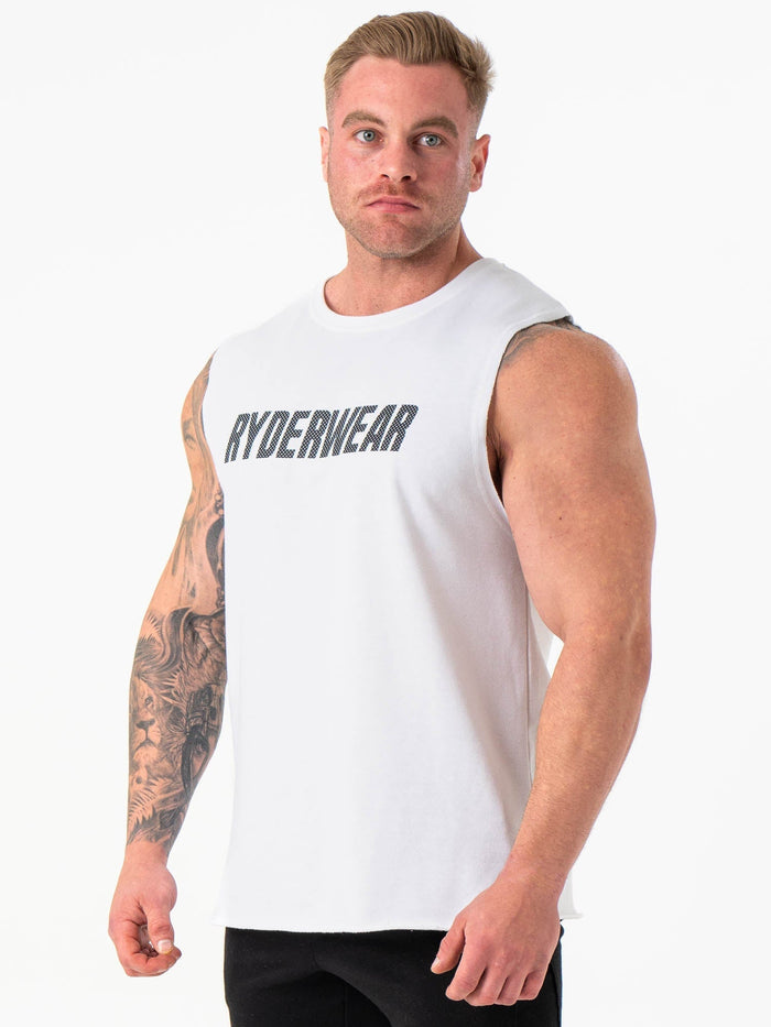 Flex Fleece Tank - White Clothing Ryderwear