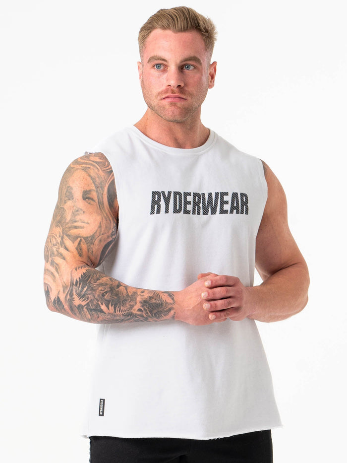 Flex Fleece Tank - White Clothing Ryderwear