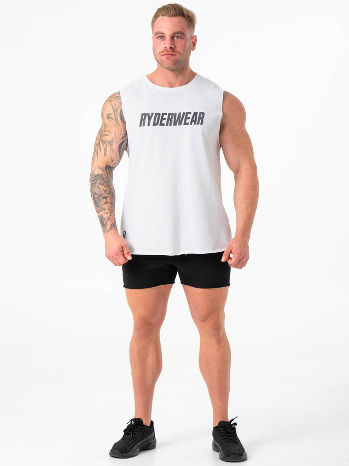 Flex Fleece Tank - White Clothing Ryderwear