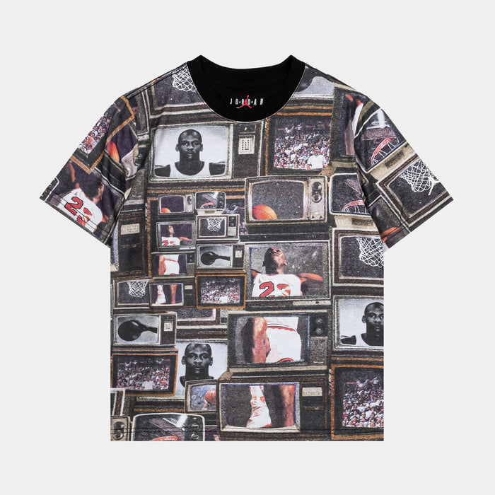 Flight Essentials All Over Print Preschool Short Sleeve Shirt (Black/Brown)