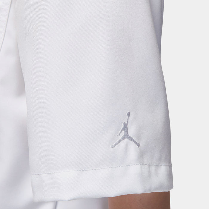 Flight Woven Button Up Womens Short Sleeve Shirt (White)