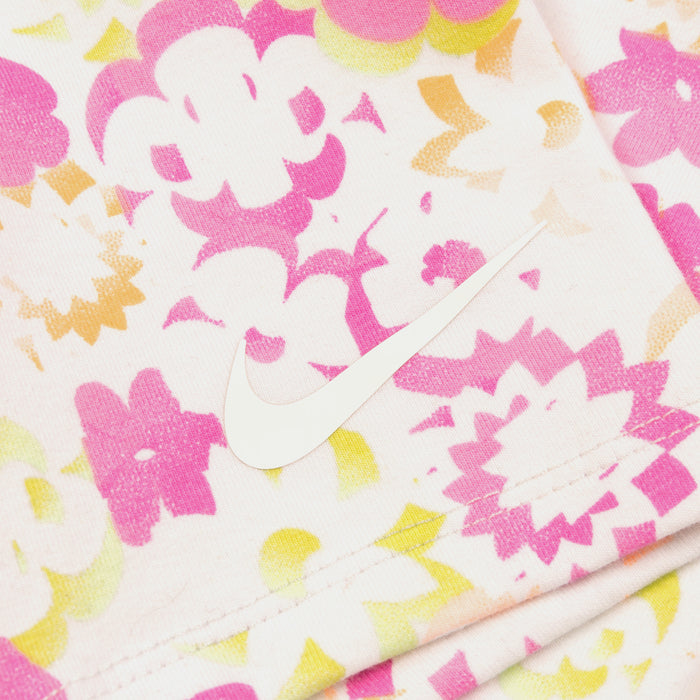 Floral All Over Print Biker Short Preschool Set (Pink/White)