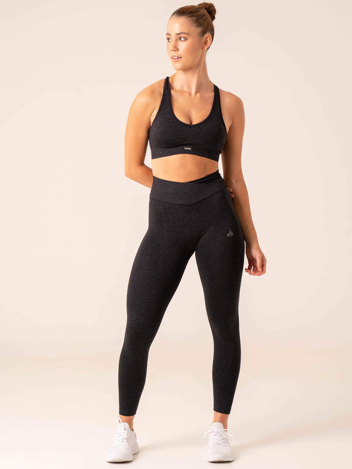 Focus Seamless Sports Bra - Black Marl Clothing Ryderwear