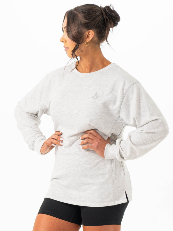 Force Crew Neck - Chalk Grey Marl Clothing Ryderwear