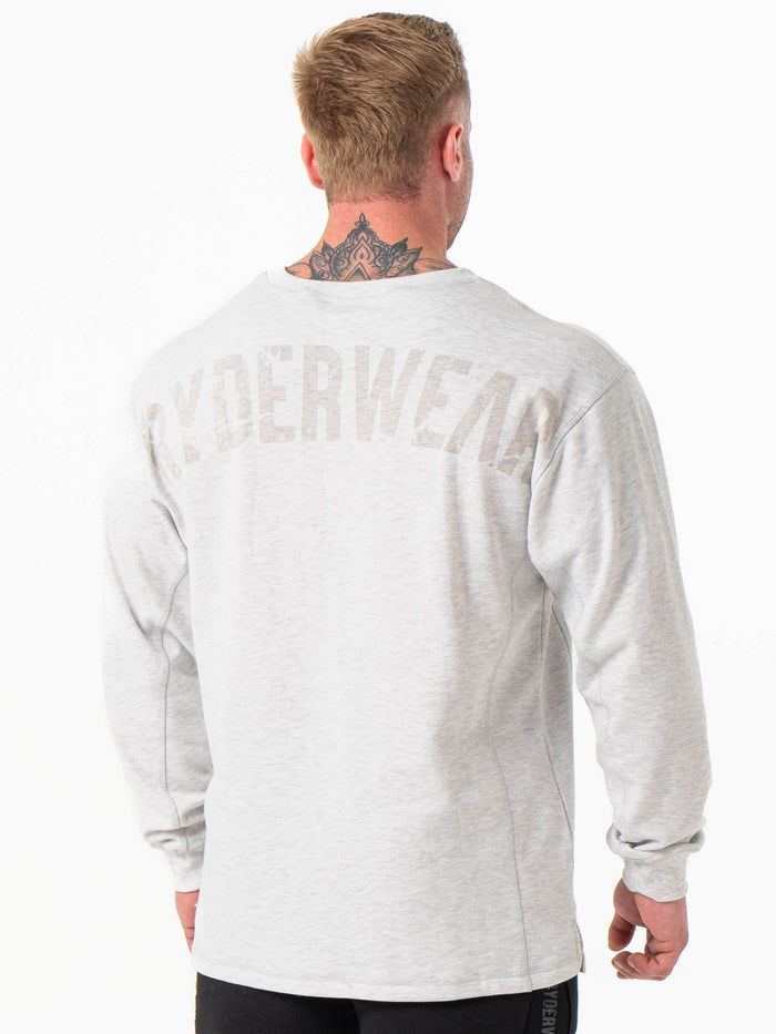 Force Crew Neck - Chalk Grey Marl Clothing Ryderwear