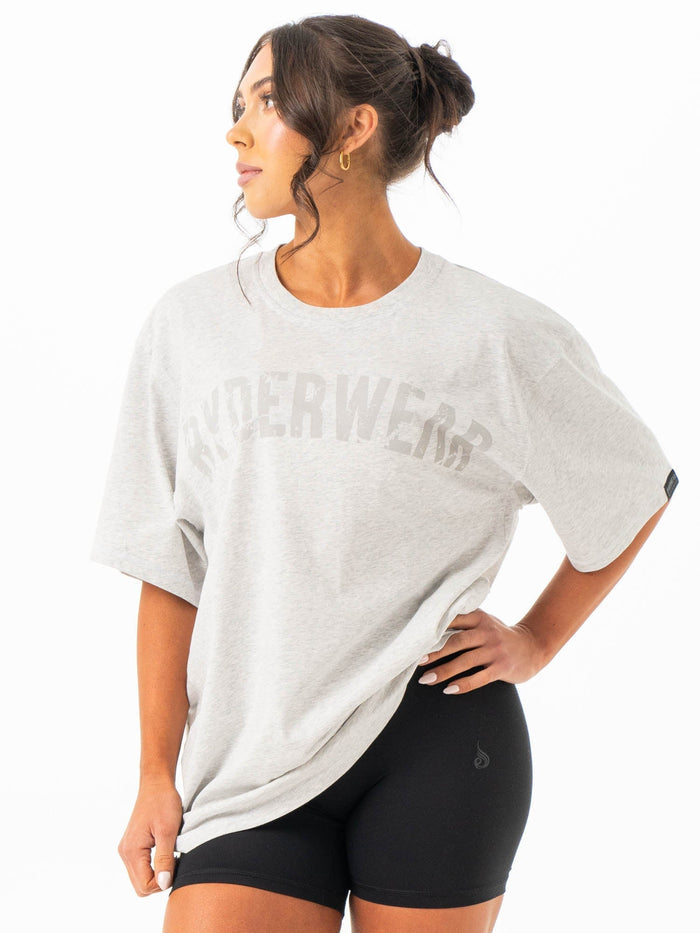 Force Oversized T-Shirt - Chalk Grey Marl Clothing Ryderwear