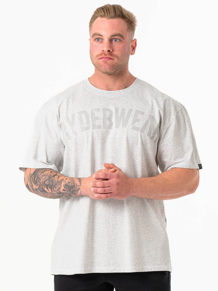 Force Oversized T-Shirt - Chalk Grey Marl Clothing Ryderwear
