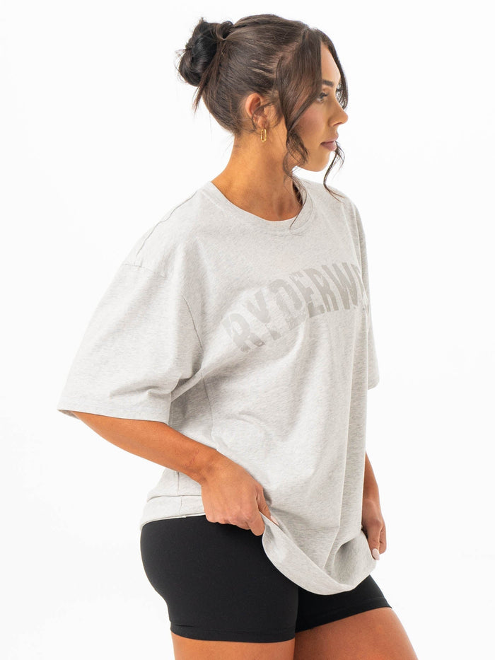 Force Oversized T-Shirt - Chalk Grey Marl Clothing Ryderwear