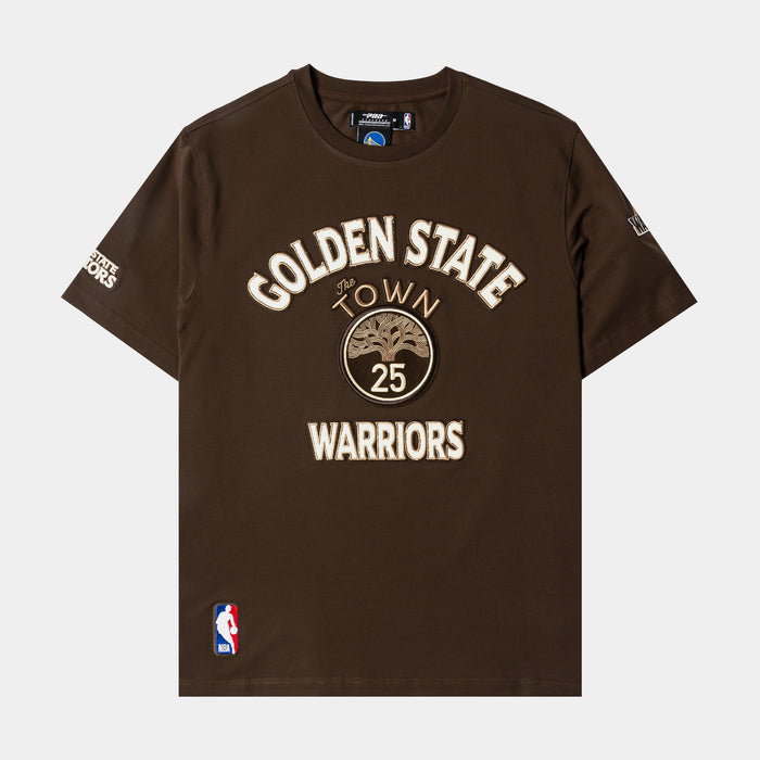 Golden State Warriors City Mens Short Sleeve Shirt (Brown/White)