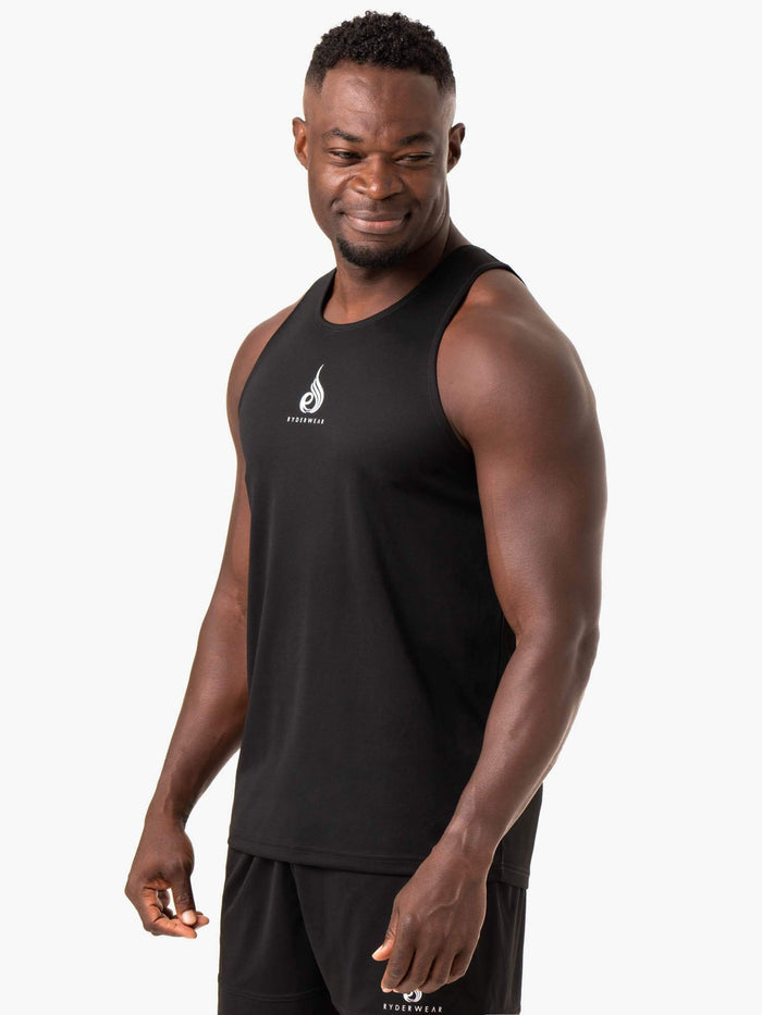 Heighten Mesh Regular Tank - Black Clothing Ryderwear
