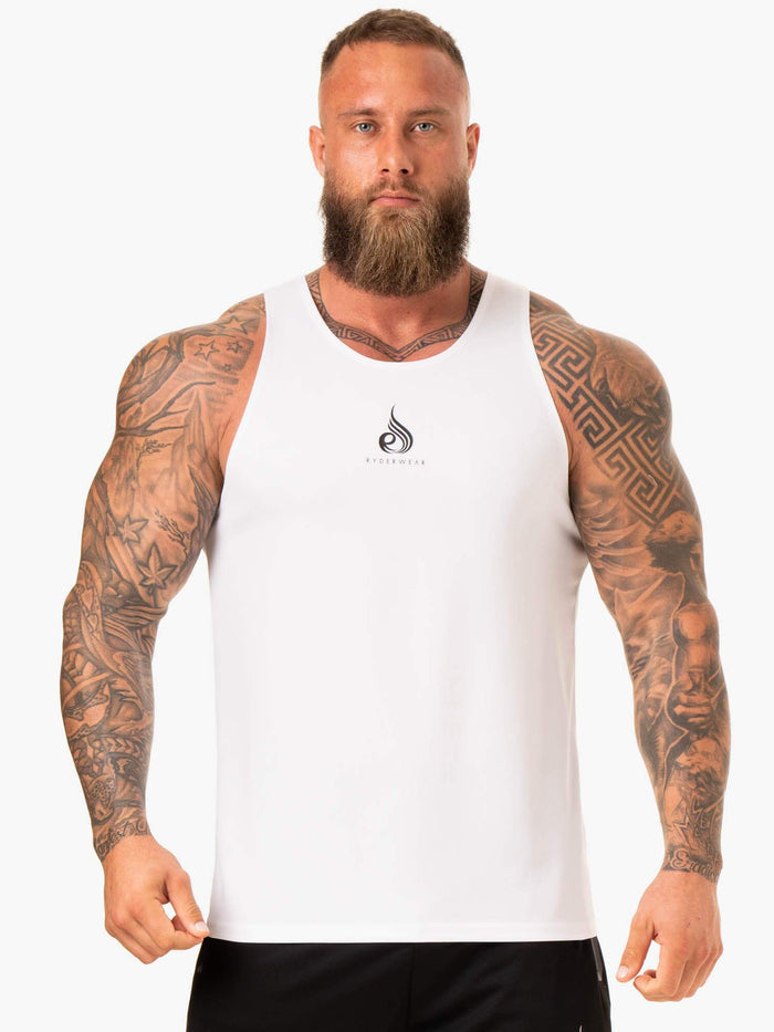 Heighten Mesh Regular Tank - White Clothing Ryderwear
