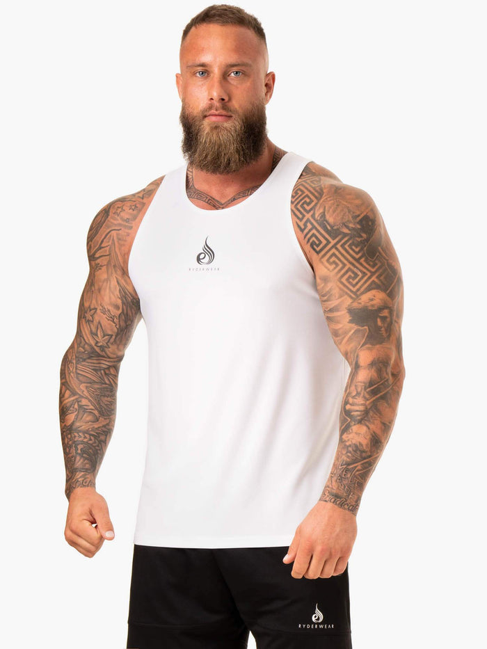 Heighten Mesh Regular Tank - White Clothing Ryderwear