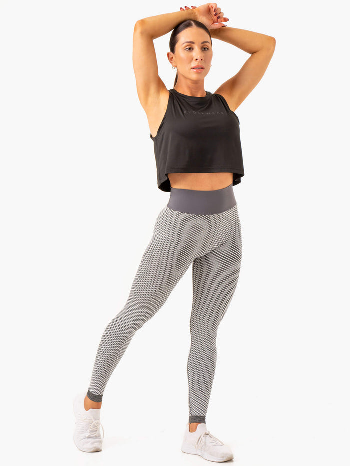 Honeycomb Scrunch Seamless Leggings - Grey Marl Clothing Ryderwear