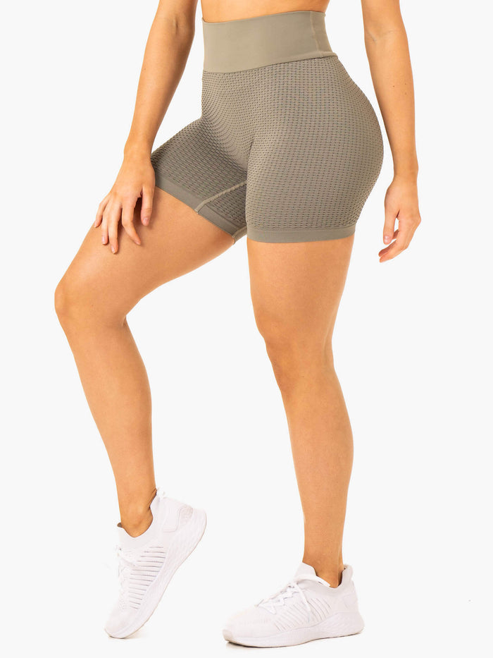 Honeycomb Scrunch Seamless Shorts - Khaki Clothing Ryderwear