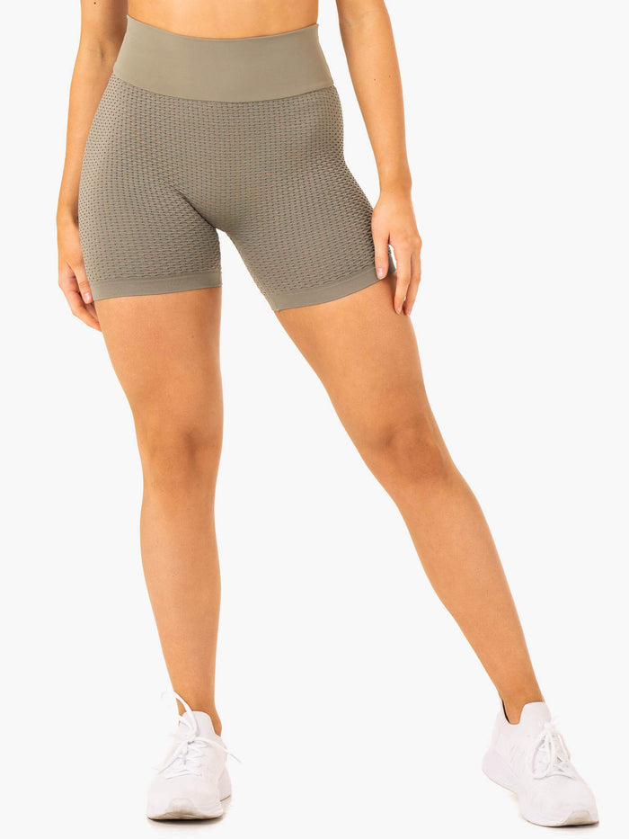 Honeycomb Scrunch Seamless Shorts - Khaki Clothing Ryderwear