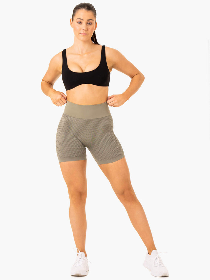 Honeycomb Scrunch Seamless Shorts - Khaki Clothing Ryderwear