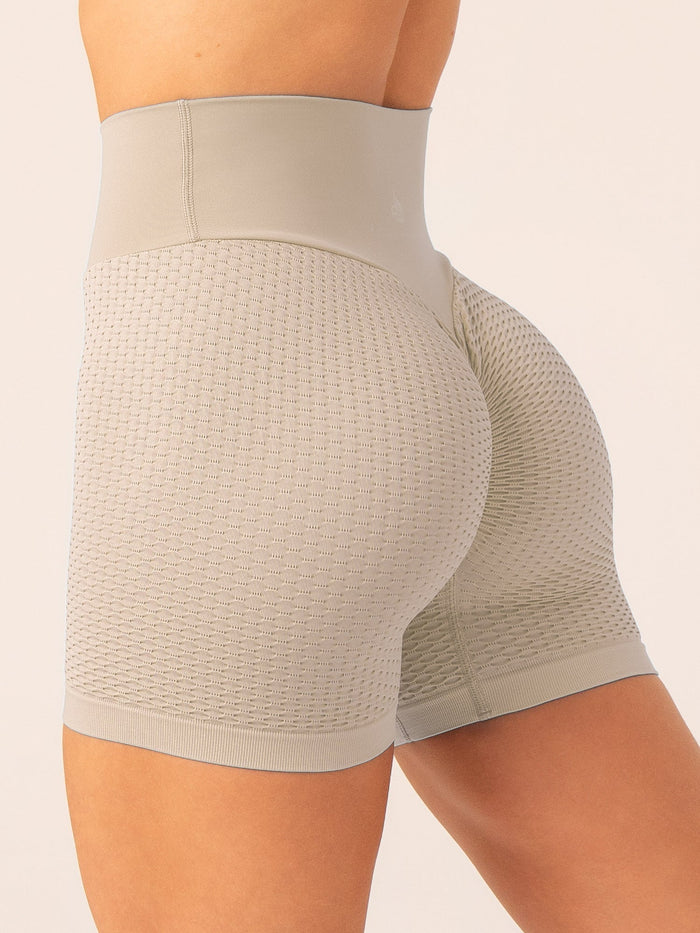Honeycomb Scrunch Seamless Shorts - Sand Clothing Ryderwear