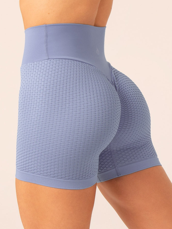 Honeycomb Scrunch Seamless Shorts - Steel Blue Clothing Ryderwear