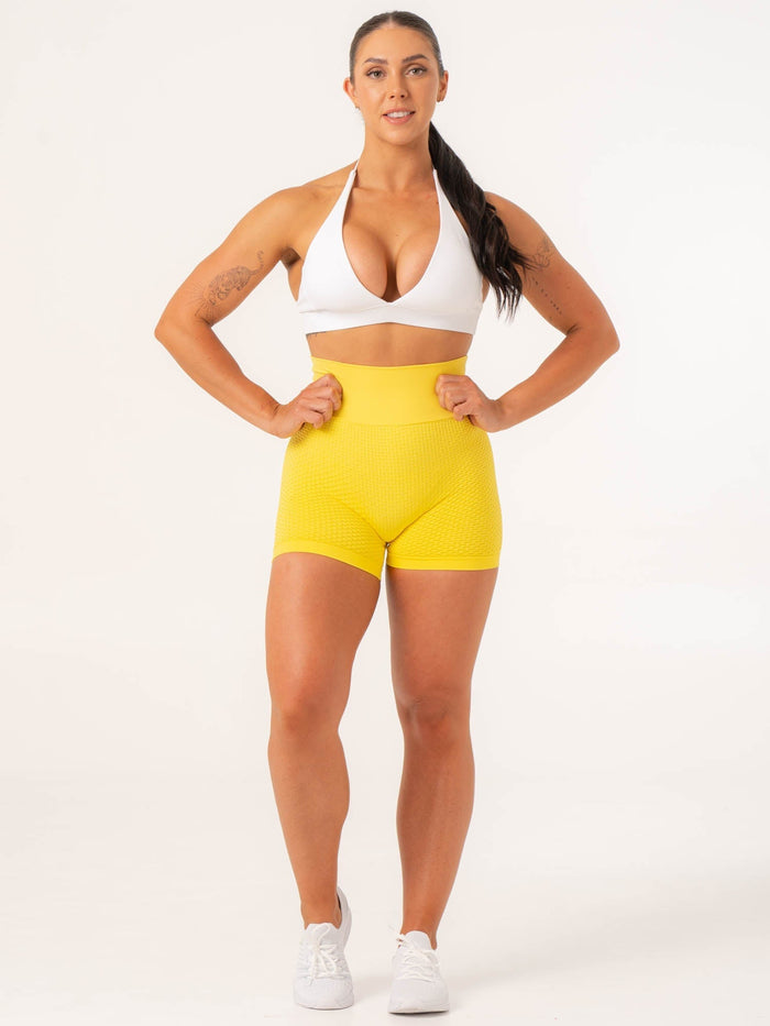 Honeycomb Scrunch Seamless Shorts - Yellow Clothing Ryderwear
