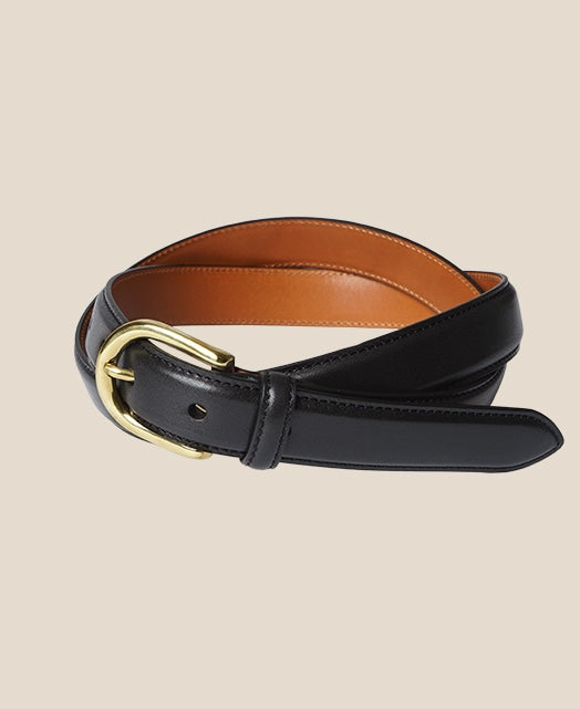 HORSESHOE BUCKLE SLIM LEATHER BELT