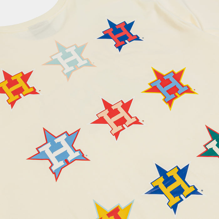 Houston Astros Life Graphic Mens Short Sleeve Shirt (Beige/Multi)