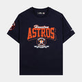 Houston Astros Team Badge Mens Short Sleeve Shirt (Navy/Orange)