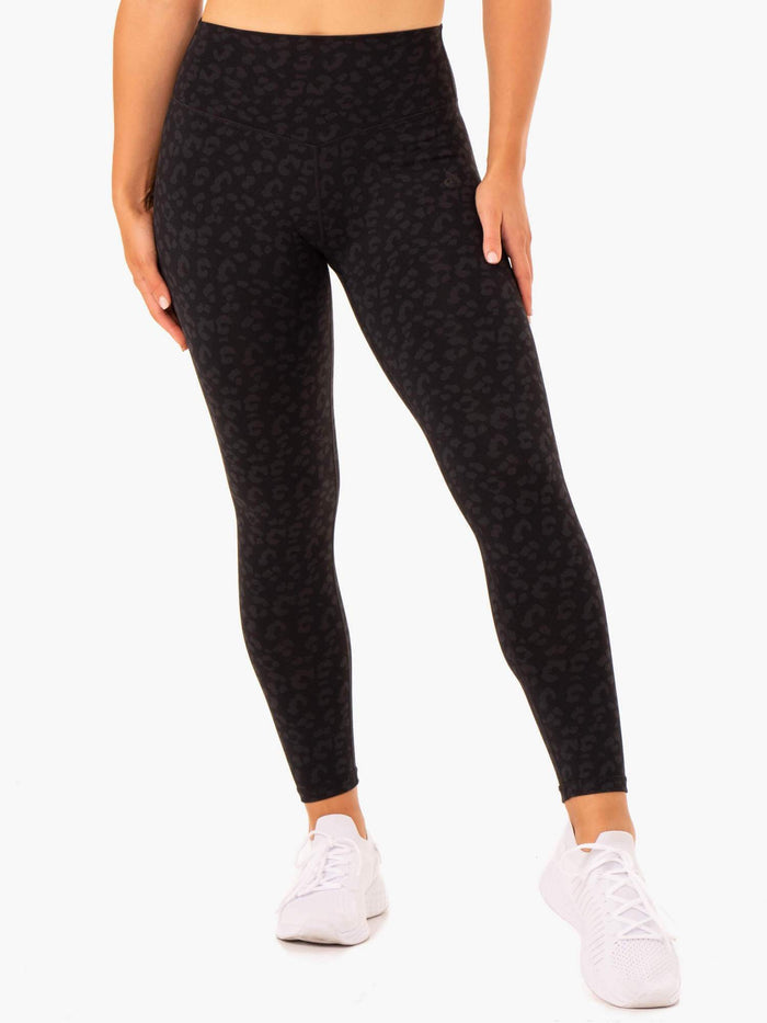 Hybrid Full Length Leggings - Black Leopard Clothing Ryderwear
