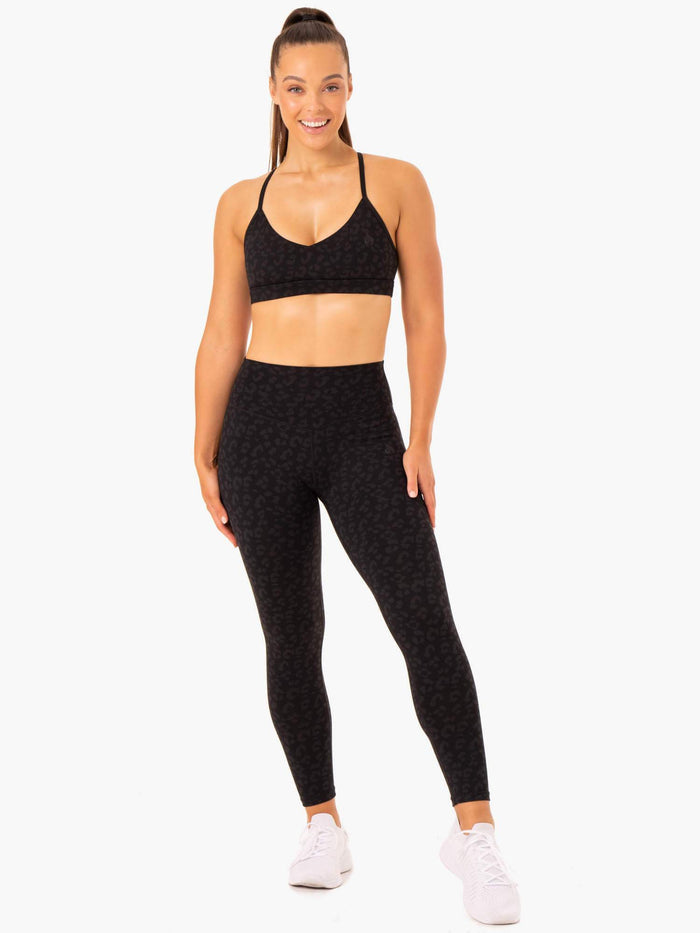 Hybrid Full Length Leggings - Black Leopard Clothing Ryderwear