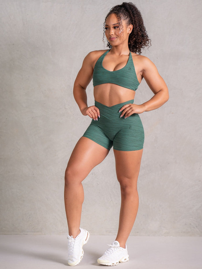 Icon Cross Over Scrunch Shorts - Fern Marl Clothing Ryderwear