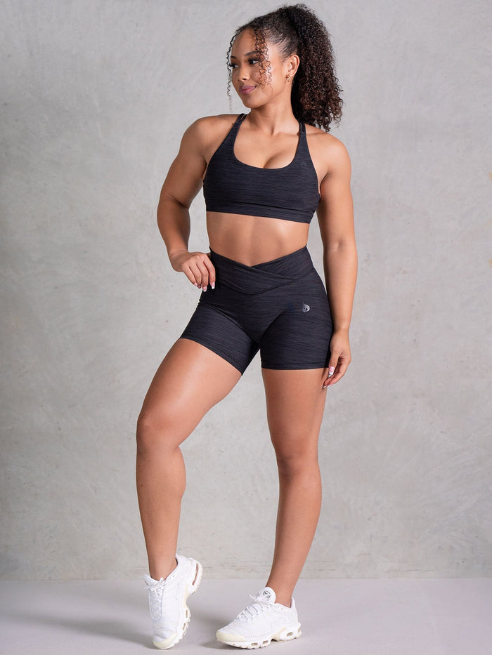 Icon Scoop Neck Sports Bra - Black Marl Clothing Ryderwear
