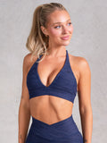 Icon V Neck Sports Bra - Navy Marl Clothing Ryderwear
