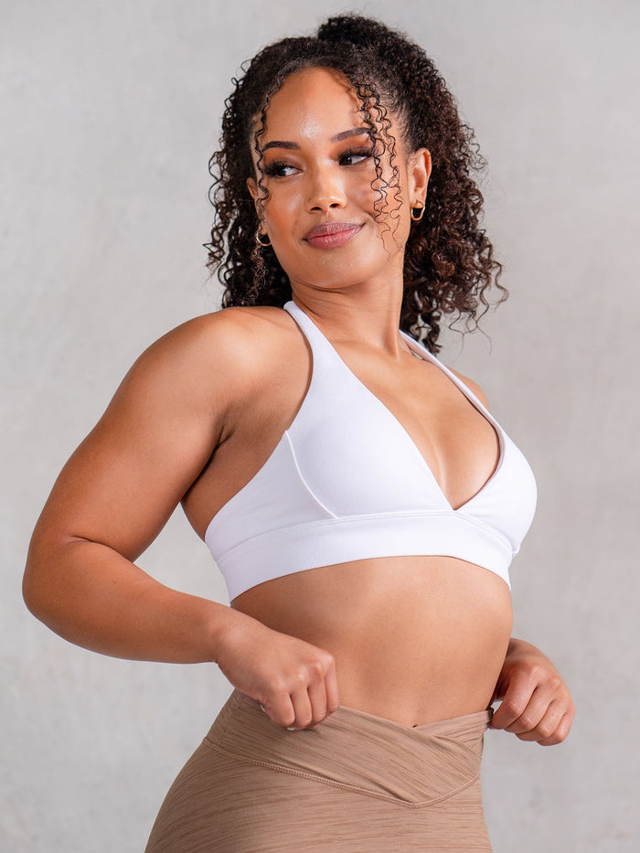 Icon V Neck Sports Bra - White Clothing Ryderwear